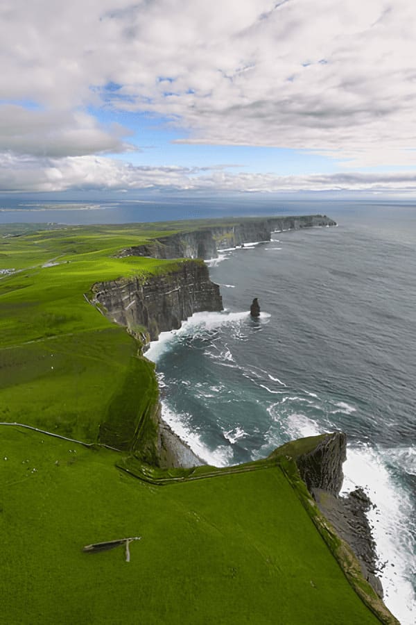 Aerial view of cliffs of moher